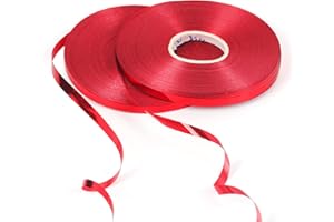 HONGCI 100m Red PVC Curling Ribbon, 2 Rolls x 50m Each, 5mm Width, Festive, Celebratory Occasion, Balloon Decorations, Gift Wrapping, Wedding, Birthday, Christmas