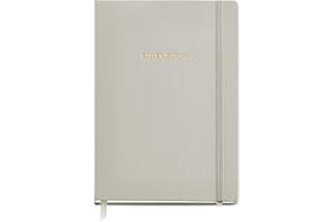 Miquelrius - Bullet Journal A5, Cubierta rígida símil piel y elástico de cierre, Cuaderno de notas punteado DOTS, 96 hojas de 100 g/m², Bolsillo interior y cinta marcador, Gris