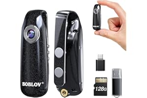 BOBLOV 007 128GB Small Body Cameras, Easy-User-Friendly, Portable Pocket Tiny Body Cams with Back Clip,1080P Mini Camera Bodycams, Loop Recording for Bike/Pet/Home/Proof (128GB)