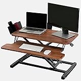 flowlyf Solid Wood Standing Desk Converter | Height Adjustable |1 year Warranty | Sit-Stand range 11 – 51 cm| Gas Spring | Ea