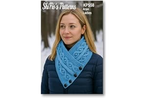SHIFIO'S PATTERNS KP558 Aran Yarn Neck Warmer & Scarf Pattern - Ladies Cable Knitting Pattern