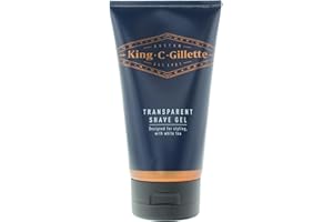 King C. Gillette Gel de afeitado transparente para hombre con té blanco y aceite de argán, 5 onzas