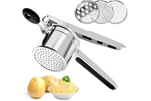 MIRACULIFE ﻿ Potato Ricer, Heavy Duty Stainless Steel Masher with 3 Interchangeable Discs for Fluffy Mashed Potatoes, Baby Food & Fruit Press, Dishwasher Safe(Sliver,Size:13inch)