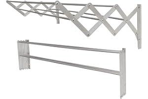 NAWA Home & Work - Tendedero de Pared Extensible de Aluminio, Compacto y Práctico para Exterior e Interior, 4,0m (5x80cm) | para Anclar a la Pared o Debajo de la Ventana Ideal en Interior y Exterior