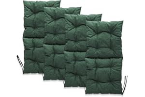 MG DESIGN Cuscino per sedie da esterno 4 pezzi 100 x 50 cm verde - in spesso tessuto da rivestimento, con morbida imbottitura, con lacci da legare - per sedie da giardino, panchina, dondolo da giardino, pallet
