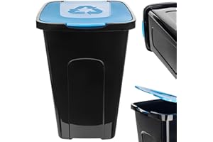 ‎KADAX KADAX Voluminöser Eimer, 50L, rechteckiger Mülleimer aus Kunststoff-Polyurethan, Abfalleimer für Trennen von Glas, Plastik, Bioresten (Blau)