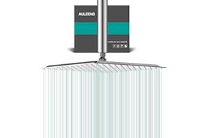 AULEEND Square Rain Shower Head, High Flow Stainless Steel,Work with Any Decorative Style，All Metal Rainfall Shower Head (Chrome, 12)