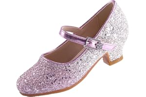 EIGHT KM Princess Shoes Girls' Mary Jane Shoes - High Heel Girls Party Shoes - Wedding Party Girls Communion Shoes Ides Flower Girl Shoes - Versatile Flat Shoes