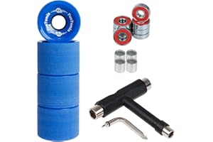 FunTomia 4 piezas Longboard Skateboard Ruedas (Big Wheels) 70x51 mm incl. Mach1 Rodamientos de Esfera, Metal Spacer + T-Tool