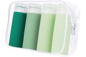 NANABORN Flaconi da Viaggio in Silicone 100 ml 4 Pezzi Bottiglie da Viaggio Travel Bottles Set （Verde）