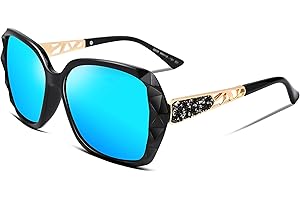 FEISEDY Occhiali da Sole Donna Polarizzati Grandi Occhiali Classici da Donna Protezione UV400 con Tempio Scintillante B2289