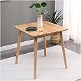 WOODSYART 27.6" Small Square Wooden Dining Table for 2, Space-Saving Natural Kitchen Dinner Table Rustic Wood Dining Table Mid Century Modern Wood Table with Solid Wood Leg for Small Spaces