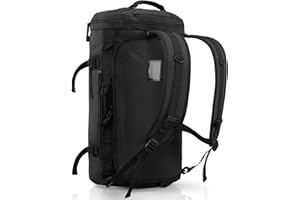 Haimont Heavy Duty Duffle Backpack for Men, Convertible 60L Travel Duffel Bag Backpack with Shoes Compartment, Weekender Bags for Sports Gym, Water-resistant, Black