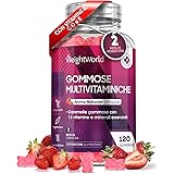 Multivitaminico Completo, 13 Vitamine e Minerali, 120 Caramelle Gommose alla Fragola 2 Mesi, Multivitaminico, Orsetti Gommosi