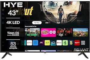 HYE 43 Inch TV Frameless Slim 4K UHD LED Tizen Smart Display With Wi-Fi, Bluetooth, HDMI & USB – Stylish Smart Television for Bedroom or Living Room – 43" TV 43UHDS2008