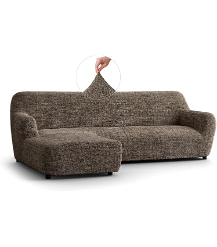 ABUKJM copridivano angolare Elasticizzato Jacquard con penisola Combinazione Soggiorno, Quattro