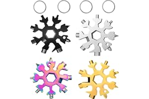DIKO 4 Stück Schneeflocken Multi-Tool, 18-in-1 Schneeflockenwerkzeug Schneeflocke Multi Tool, Edelstahl Multitool Schneeflocke, Für Reisen Im Freien, Camping Und Abenteuer