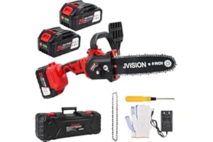 JVISION Mini Motosega a Batteria, 8 Pollici Motosega a Batteria per Potatura con Motore Brushless, Motosega Elettrica Per il Taglio del Legno, Attrezzo da Giardino Professionale Sega