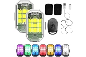 ‎UMIKK Umikk Car Remote Control Flash Light, Wireless LED Flash Light with High Brightness, 7-Colour LED Aircraft Flash Light, USB Charging, Airplane Flash, Drone Anti-Collision Lights (Pack of 2)