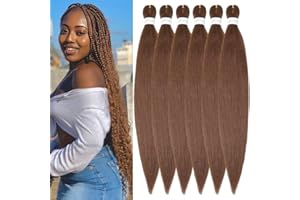 YDDM Pre Stretched Braiding Hair Braiding Hair Extensions Brown Braids Extensions Hair 26 Inch 6packs Box Braid Hair Extensions Hair For Braiding Crochet Hair Braiding (26 Inch, 30#)