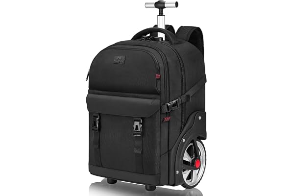 MATEIN Ryggsäck med hjul, ryggsäck trolley, 17,3 tums business trolley | Trolleyryggsäck med stora hjul, resryggsäck med hjul, vattentät för arbete och resa