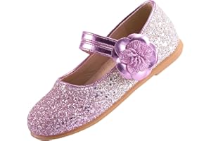 EIGHT KM Ballet Shoes for Girls Kids Princess Shoes - Multi-Colored for Ages 2-7 Years - Girls Wedding Shoes - Party Gift White, Pink, Blue, Black Ballet Shoes - Flat Shoes Flower Girl Shoes