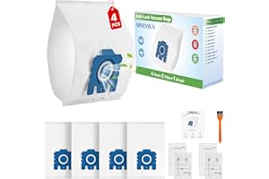 SPEENSUN 4 Pack GN 3D Dust Bags Replacement for Miele Hoover Bags-Fits Classic C1 Complete C2 Complete C3 S2 S5 S8 S400 Series Vacuum Cleaners with 2 Motor & 2 Exhaust Filters+1 brush