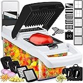 25 in 1 Vegetable Chopper and Mandoline Chopper - Food Chopper with Container and Vegetable Spiralizer - Vegetable Slicer, Ve