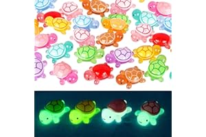 FeiOne 20 Stück 4,6 cm leuchtende Mini Schildkröten Harz Figuren – Schildkröten Deko für Topf & Garten Aquarium | Glühende kleine Meerestiere Geschenk für Familie, Freunde & Tierliebhaber