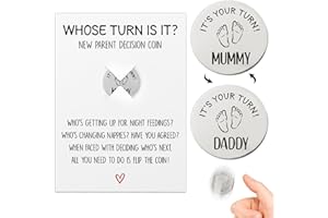 GEBETTER New Parents Decision Coin for Mum Dad Newborn Baby Gifts Set with Card Envelope Funny Decision Coin Stainless Steel Silver Coin for New Parents Anniversary