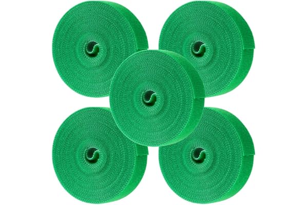 GARDENBASICS Plant Ties Reusable, Adjustable, Gentle Plants Supports for Effective Growing Multi-Use Support Tie Tape for Gardening, Wire Organizer, Cable Management (1 MTR x 12 MM - 5 Roll) Green