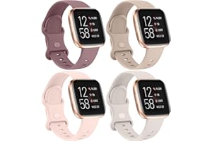 Oumida [4 Pack] Sport Bands for Fitbit Versa 2 Straps/Fitbit Versa/Lite/SE Straps for Women/Men, Soft Classic TPU Adjustable Comfortable Replacement Wriststraps