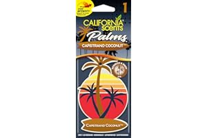 CALIFORNIA SCENTS California Car Scents - Ambientador de Coche con Fragancia, Olor y Esencias a Capistrano Coconut, Aroma a Coco (Ambientador de Papel con Forma de Palmera 1UD)