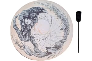 GIMOCOOL Shamanic Hand Drum With Beater, Shaman Drum for Adults - Handmade Vegan Spiritual Music Therapy Instrument