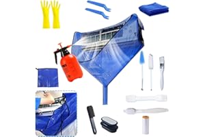 Kit de limpieza ZSPLIT-MAIR todo en uno para minisplits con pulverizador a presión - Bolsa de limpieza reutilizable a prueba de fugas, 16 herramientas de mantenimiento (Azul)