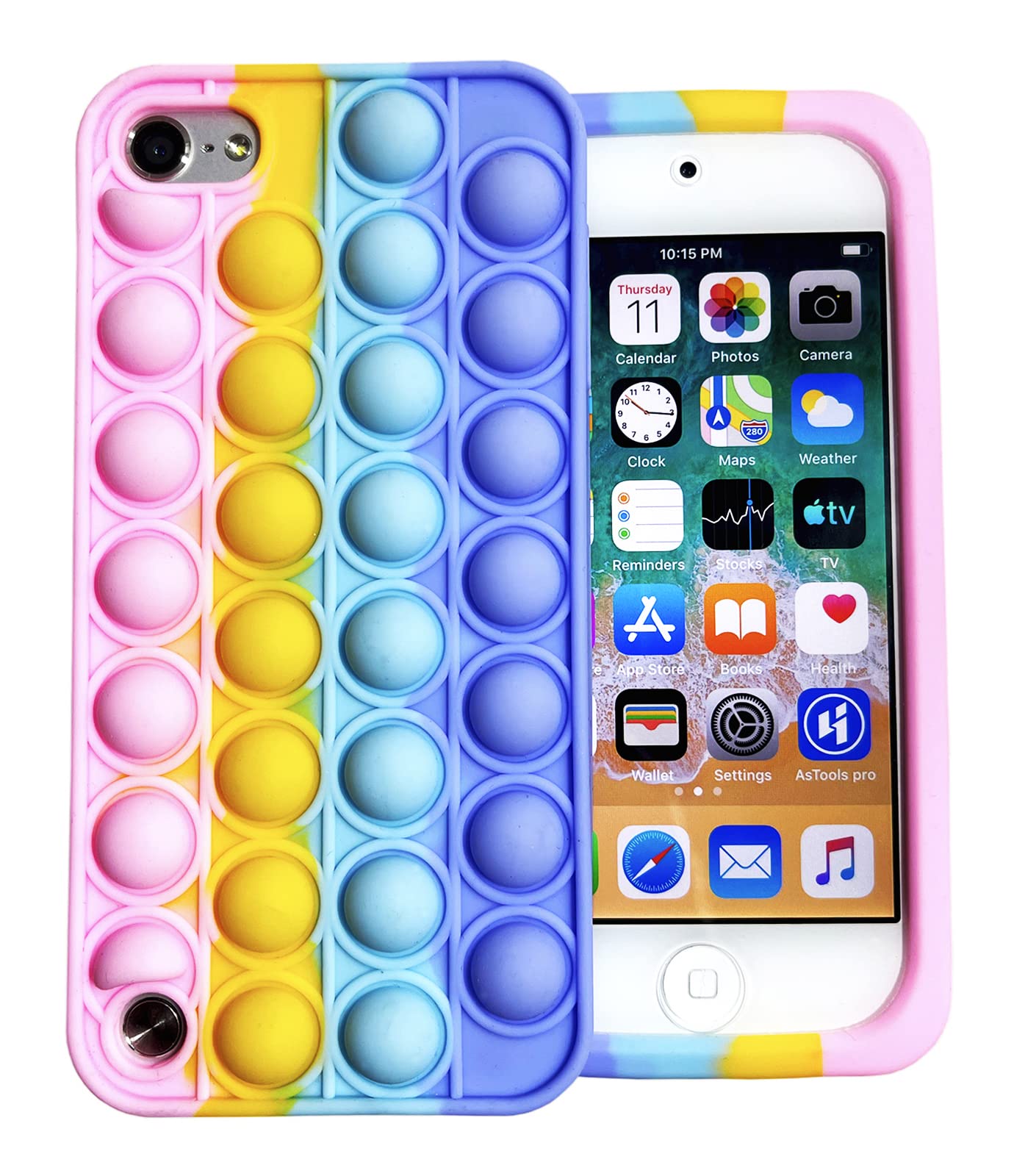 for iPod Touch 7 Case Cute Bubble Pop iPod Touch 6/5 Case Push Fidget Sensory Toys Soft Silicone Stress Reliever Cover Compatible with iPod Touch 5th/6th/7th Generation for Women Girls
