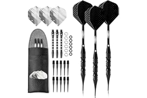 Crazy-M Dartpfeile Soft dartpfeile 3 Stück 20 g Dartset Turnier Soft Tip Dartpfeile Set, Schwarz Beschichtete Metallfässer Darts (Soft Dartpfeile) mit Flights