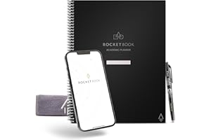 Rocketbook Inteligentny terminarz akademicki wielokrotnego użytku A4, cyfrowy notatnik dla uczniów i nauczycieli, dzienny, tygodniowy, miesięczny dziennik szkolny na uniwersytecie, 13 rodzajów stron,