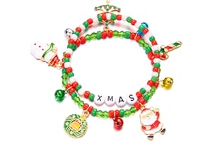 HONGP 2 Pieces Christmas Bracelets for Kids Girls Friendship Bracelets Handmade Braided Children Bracelets for Girls Birthday Jewellery Party Bags Fillers Xmas Party Favours