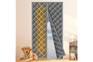 HOFUDON Cortina Termica puerta Magnética 110 x 220 cm, Cortinas Termicas Aislantes Frio y Calor,Protección Contra el Frío, Impermeable,Sin Necesidad de Taladrar, para Interiores y Exteriores,Gris