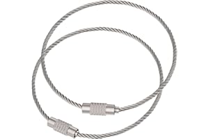 Uniclife 20 Pack Wire Keychain Cable 13cm Large Stainless Steel Key Ring Loop Holder for Outdoor Hiking Heavy Duty Connectable Luggage Tag Keeper for Sport and Travel