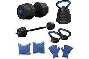 HCT STYLE Mancuernas Ajustables 4 en 1 – Set de Pesas 10–40 kg, Convertibles en Barra, Kettlebell y Soportes para Flexiones, Ideal para Entrenamiento en Casa y Gimnasio