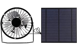MARVELLOUS Ventilador alimentado por panel solar, 5 W, sin necesidad de baterías, conjunto de paneles fotovoltaicos, portátil para invernaderos, refrigeración, casas par