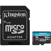 Kingston 64GB Canvas Go Plus microSD Card | Up to 200MB/s | Class 10, UHS-I, U3, V30, A2 | SDCG4/64GB