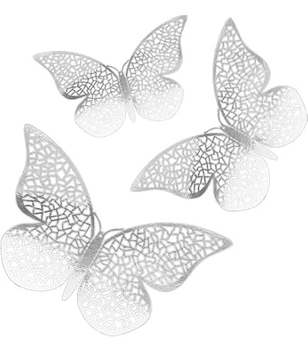 Farfalle Decorative Con Clip, Set Da 3 In Piume E Tulle - Color Champagne/Rosa