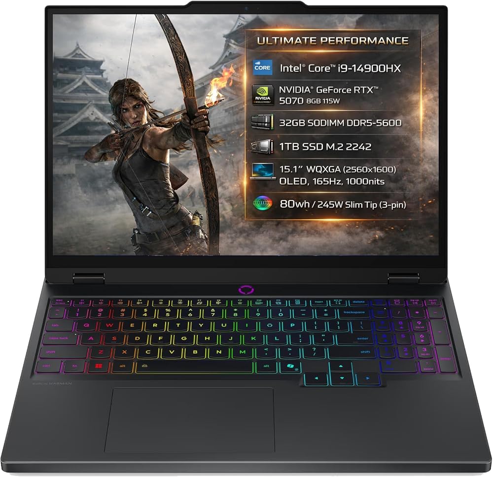 Lenovo Legion 5 15IRX10 Intel Core i9-14900HX 32GB 1TB SSD RTX 5070 8GB 15.1" WQXGA (2560x1600) OLED 165Hz 115W Freedos Taşınabilir Bilgisayar 83LY00L1TR