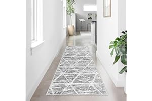 Tinyboy-hbq Chodniki na korytarz, antypoślizgowe, zmywalne, chodniki, długie, miękkie chodniki kuchenne, szare, chodniki do przedpokoju, do sypialni, korytarza, salonu, kuchni (kość słoniowa/szara, 60 x 180 cm)