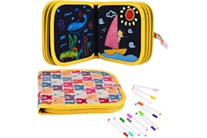 Funkprofi Erasable Coloring Book for Kids, Portable erasable Graffiti Drawing Book,Erasable Doodle Books for Kids 14 Pages Reusable Drawing Board with 12 Colored Pencils,Yellow