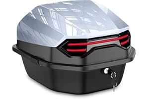 ‎ABESTME ABESTME Motorradkoffer Topcase, Topcase für Roller, Motorrad Daily Tail Box Trunk Carrier Kunststoffkoffer mit Sicherheitsschloss, Wasserdicht Motorrad Top Box mit Installieren Platte (Grau)