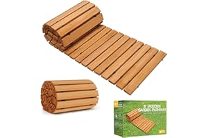 JOLITAC Roll Out Garden Path Walkway, 8FT Wooden Garden Pathway, Weather-Resistant Walk Way for Outdoor Patios, 17" W Roll Out Hardwood Way with Non-Slip Surface Wedding Party Pathways (Straight)
